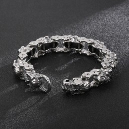 Fashion Chic Floral Skull Men's Titanium Bracelet