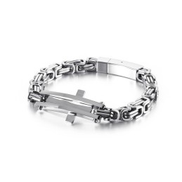 Cool Cross Curved Brand Hip-Hop Titanium Bracelet For Men