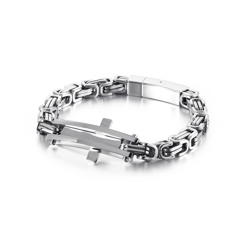 Cool Cross Curved Brand Hip-Hop Titanium Bracelet For Men Cool Cross Curved Brand Hip-Hop Titanium Bracelet For Men