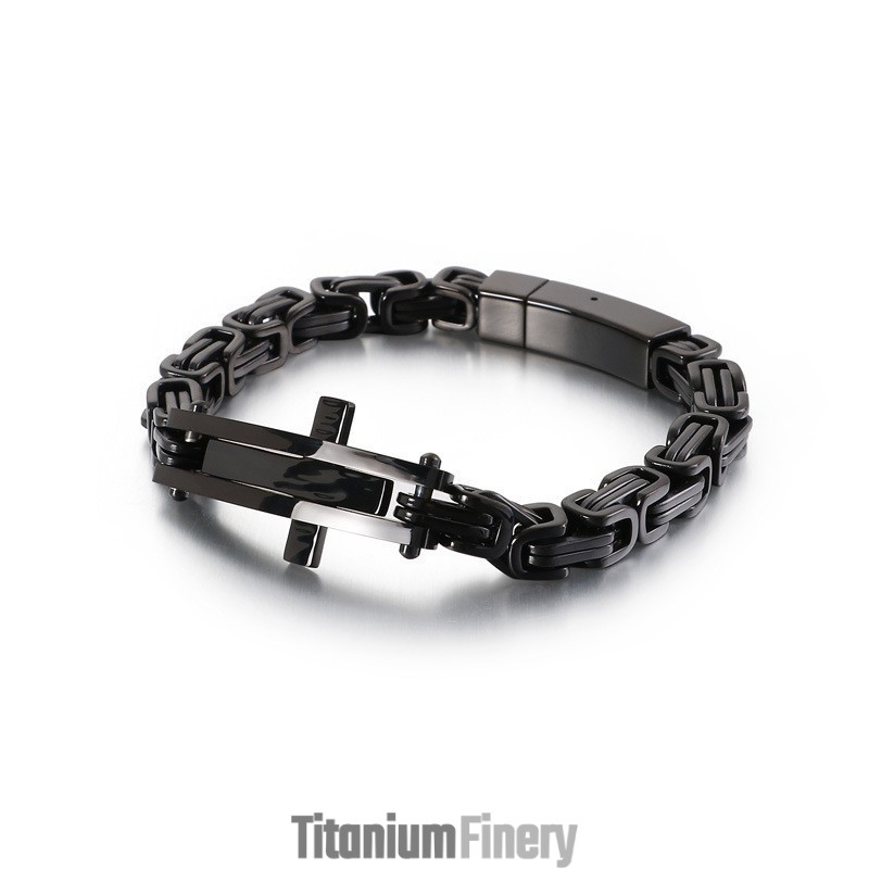 Cool Cross Bend Hip-Hop Titanium Bracelet For Men Cool Cross Bend Hip-Hop Titanium Bracelet For Men