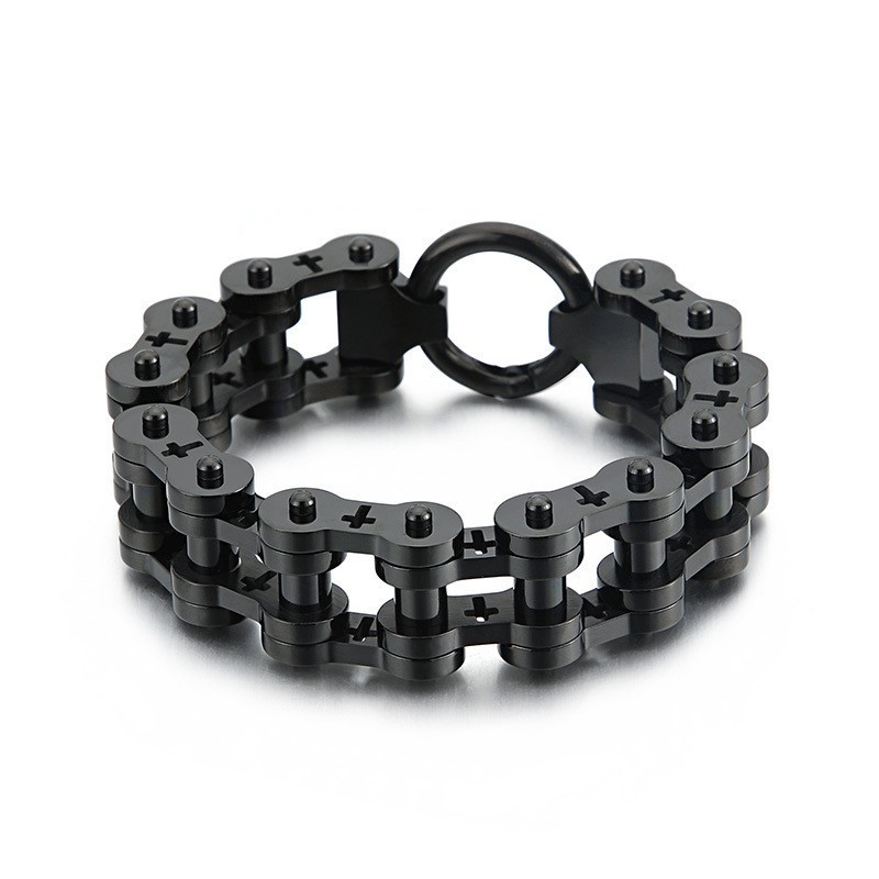 Rock Hip Hop Hollow Cross Titanium Men's Bicycle Bracelet Rock Hip Hop Hollow Cross Titanium Men's Bicycle Bracelet