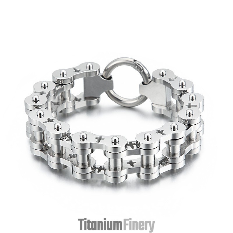 Rock Hip-Hop Hollow Cross Titanium Men's Bicycle Bracelet Rock Hip-Hop Hollow Cross Titanium Men's Bicycle Bracelet
