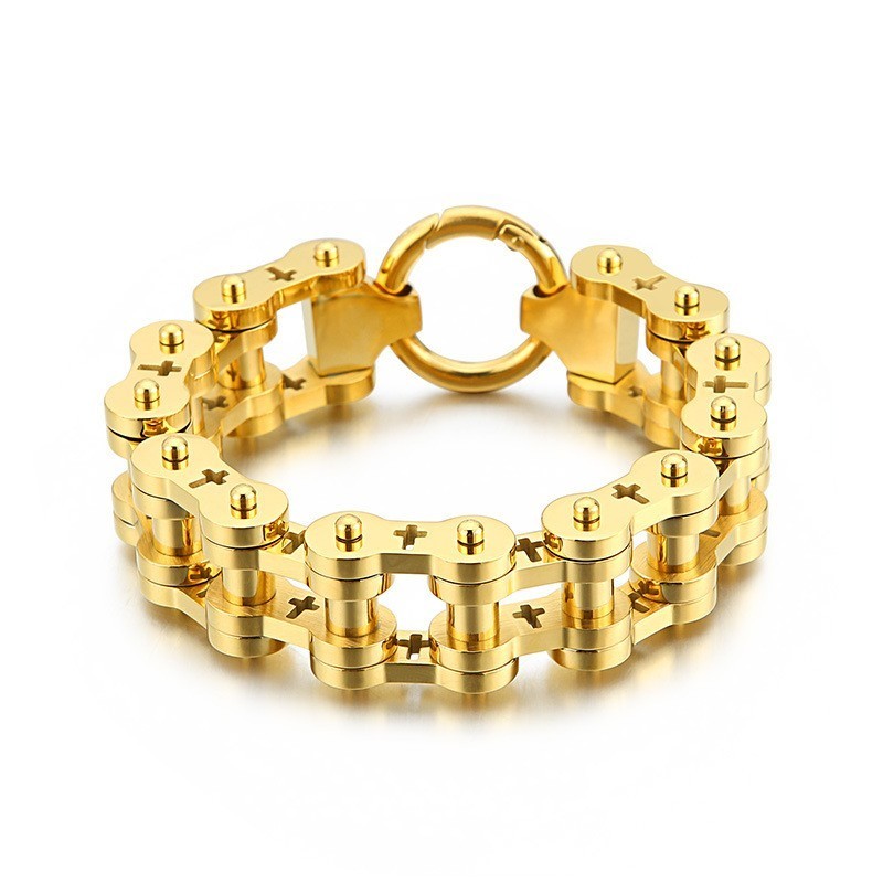 Rock Hip-Hop Hollow Cross Titanium Men's Bicycle Bracelet Rock Hip-Hop Hollow Cross Titanium Men's Bicycle Bracelet