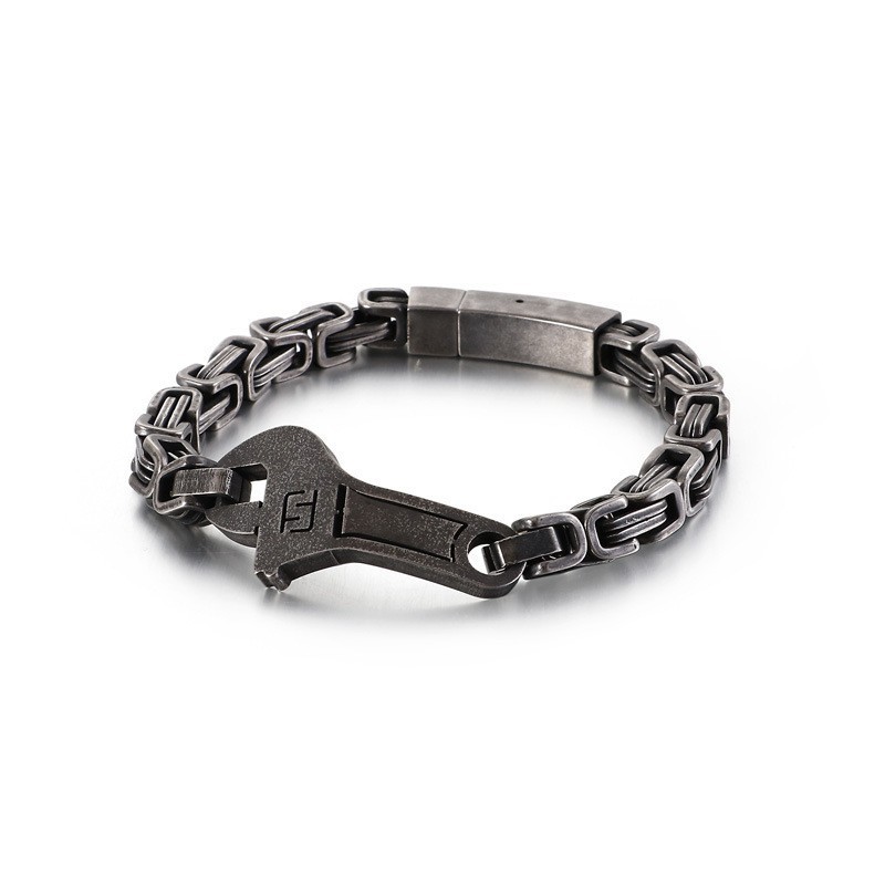 Cool Wrench Back To The Curved Plate Men's Titanium Bracelet Cool Wrench Back To The Curved Plate Men's Titanium Bracelet