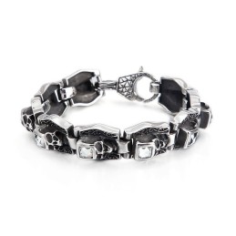 Titanium Bracelet With Skull And Crossbones