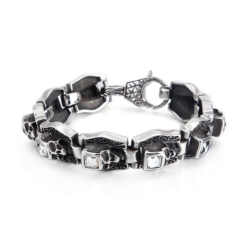 Titanium Bracelet With Skull And Crossbones Titanium Bracelet With Skull And Crossbones