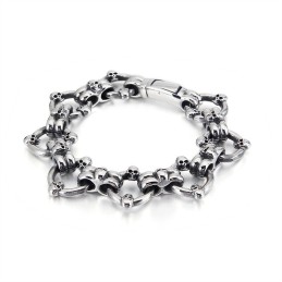 Exaggerated Chic Circle Skull Men's Titanium Bracelet