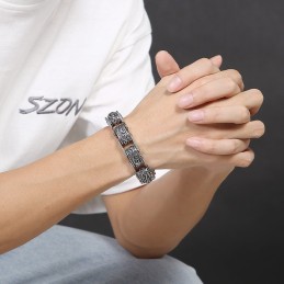 Cool Floral X-Shaped Hollow Titanium Bracelet For Men