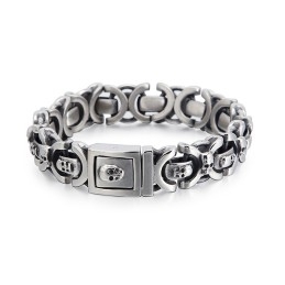 Men's Titanium Bracelet With Skull Pattern