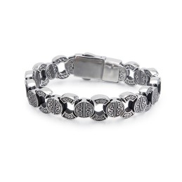 Men's Titanium Bracelet With Skull And Crossbones
