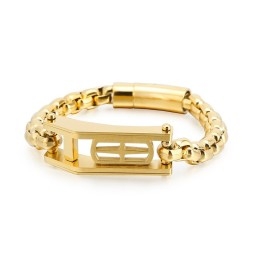 Rock Hip-Hop Cross Hollow Square Men's Titanium Bracelet