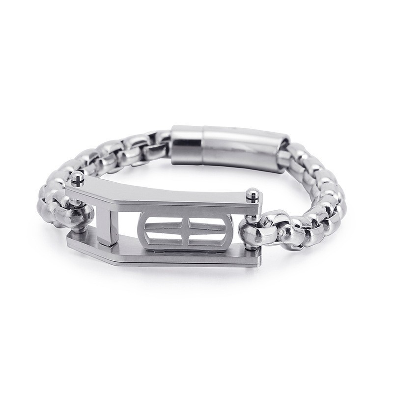 Rock Hip-Hop Cross Hollow Square Men's Titanium Bracelet