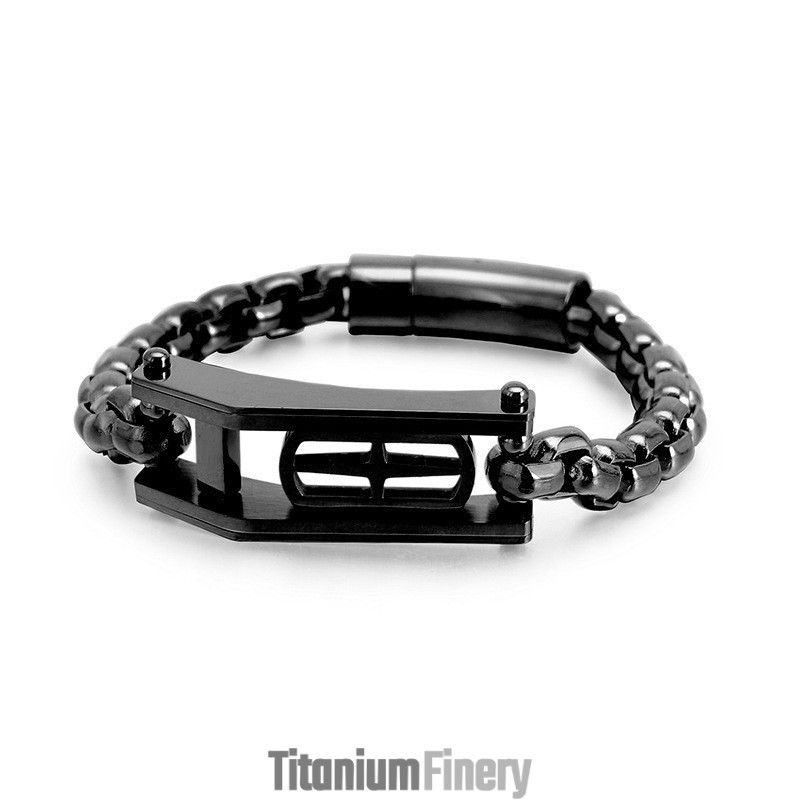 Rock Hip-Hop Cross Hollow Square Men's Titanium Bracelet
