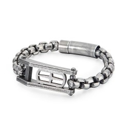 Cross Hollow Square Men's Titanium Bracelet