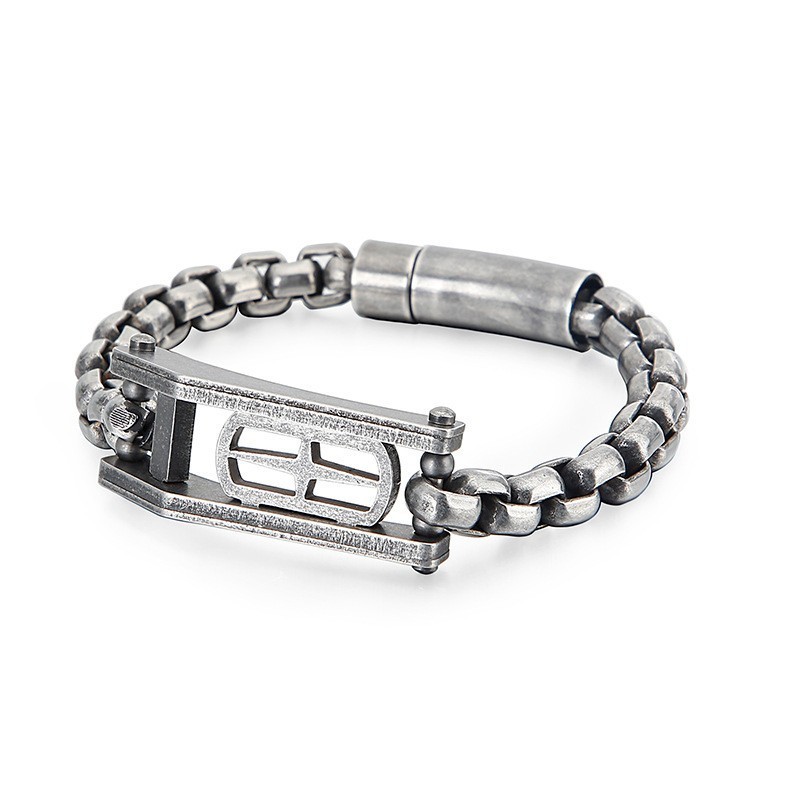 Cross Hollow Square Men's Titanium Bracelet Cross Hollow Square Men's Titanium Bracelet