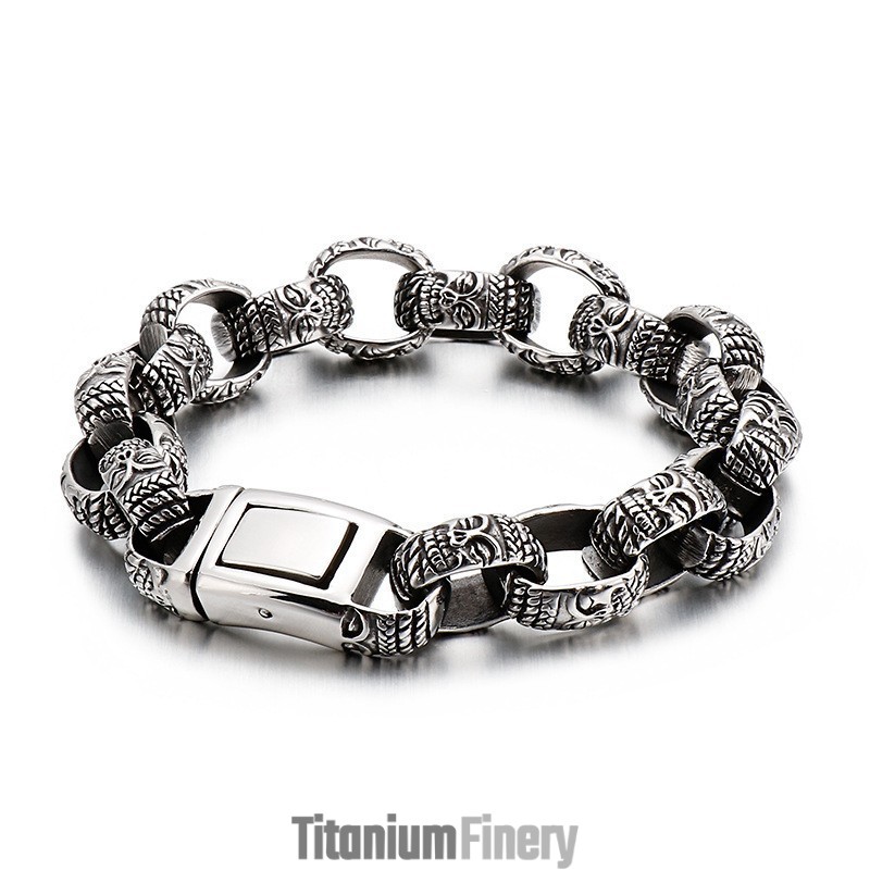 Square Buddha Head Titanium Bracelet For Men Square Buddha Head Titanium Bracelet For Men