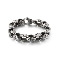 Cross Hollow Men's Titanium Bracelet