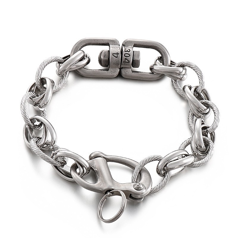 Fashion Street Beat O-Word Splicing Titanium Bracelets For Men