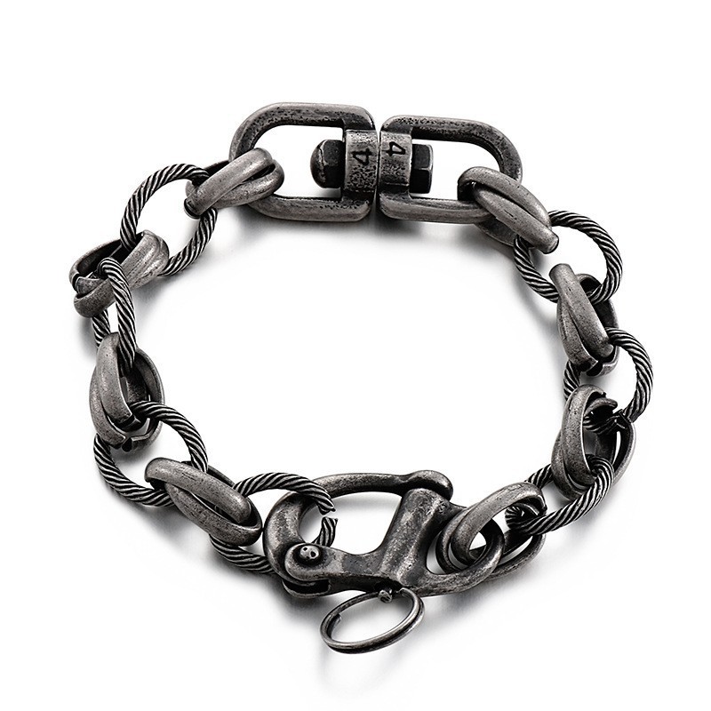 Fashion Street O-Word Splicing Titanium Bracelets For Men Fashion Street O-Word Splicing Titanium Bracelets For Men