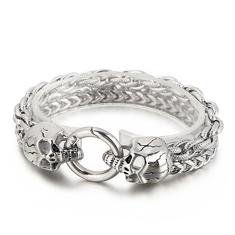 Cool Fashion Chic Style Skull Titanium Bracelet For Men