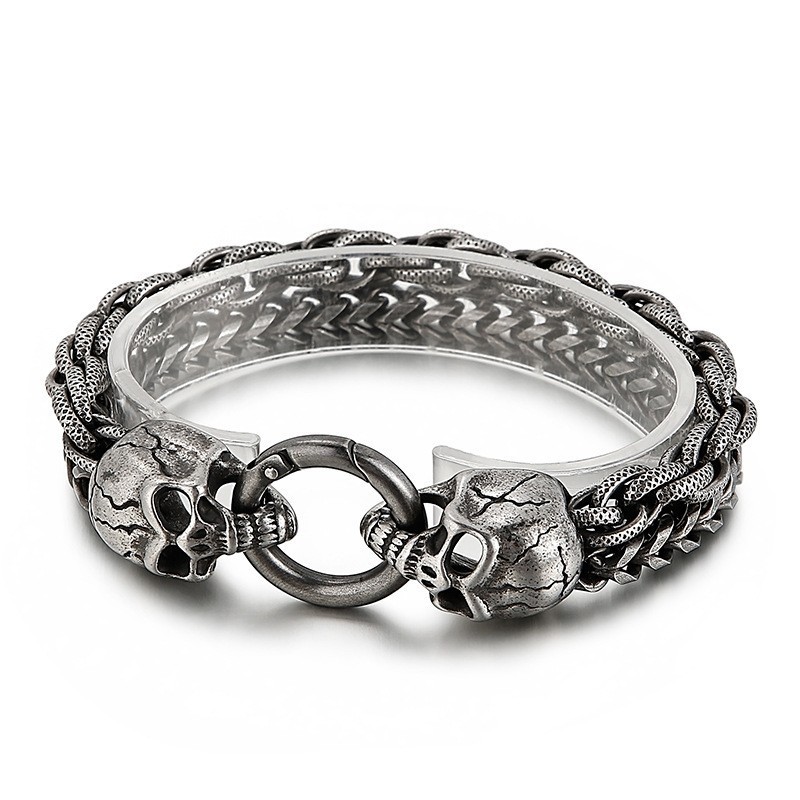 Cool Fashion Chic Skull Titanium Bracelet For Men