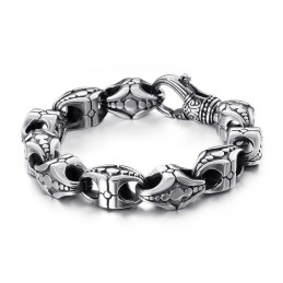 Cool Cross Floral Openwork Titanium Bracelet For Men