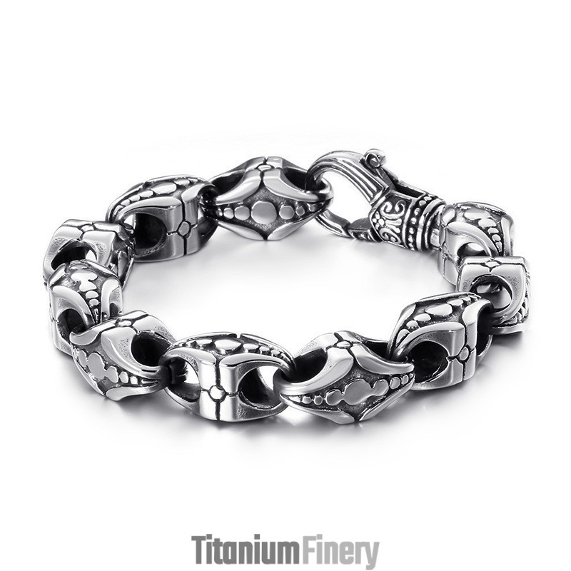 Cool Cross Floral Openwork Titanium Bracelet For Men Cool Cross Floral Openwork Titanium Bracelet For Men