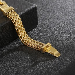 Street Cool Double Keel Gold Men's Titanium Bracelet