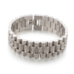 American Hiphop Tank Diamond Men's Hip Hop Titanium Bracelet