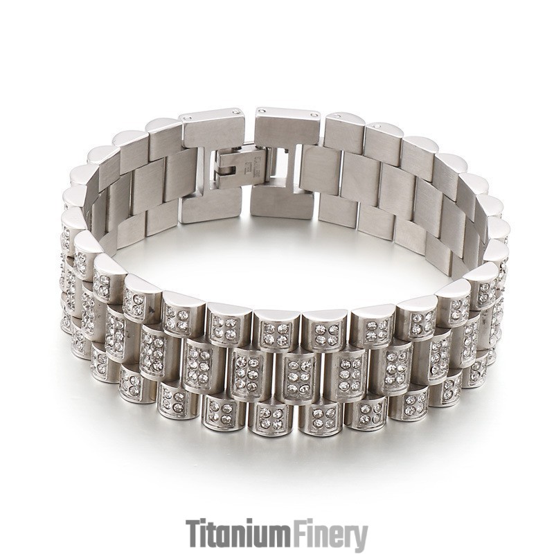 American Hiphop Tank Diamond Men's Hip Hop Titanium Bracelet American Hiphop Tank Diamond Men's Hip Hop Titanium Bracelet