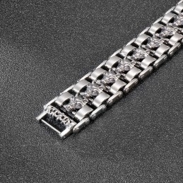 Cool Men's Wolf Head Biker Titanium Bracelet