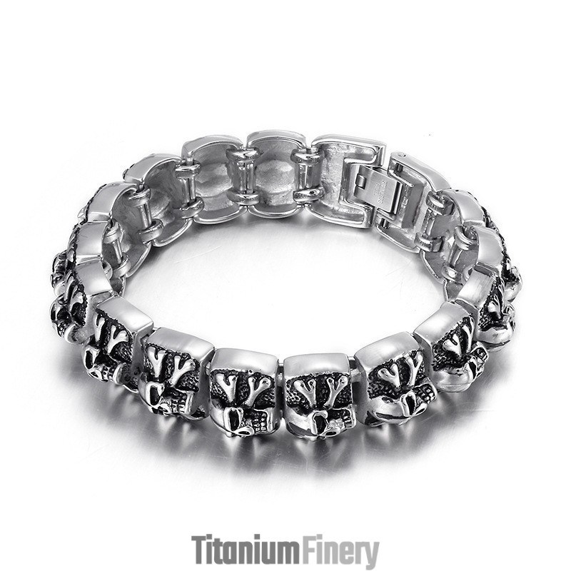 Ghost Cross Skull Men's Titanium Bracelet Ghost Cross Skull Men's Titanium Bracelet