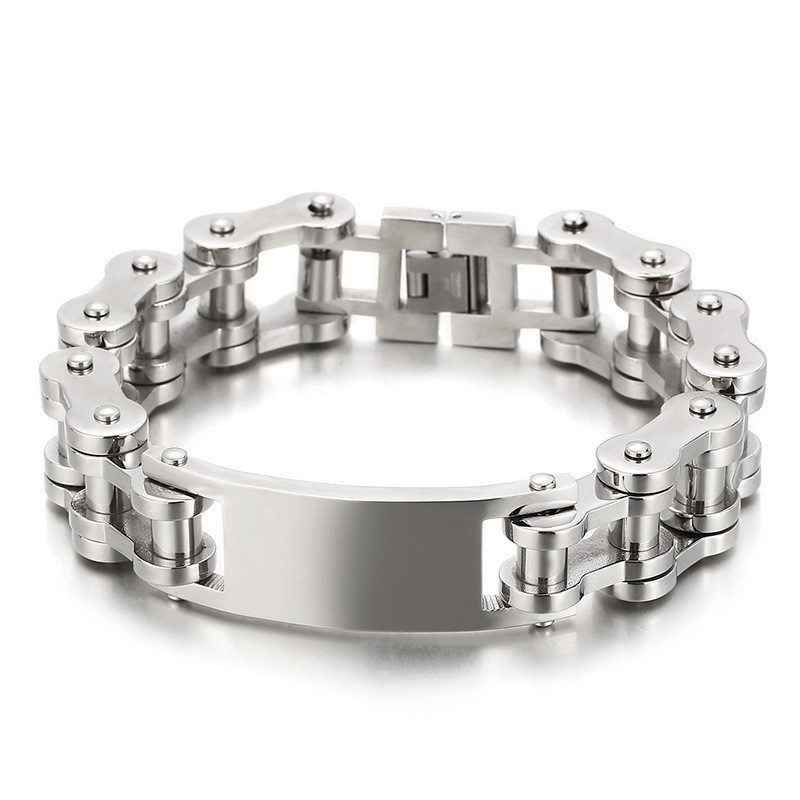 Cool Chic Style Biker Titanium Bracelet For Men Cool Chic Style Biker Titanium Bracelet For Men