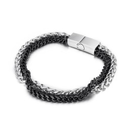 Fashion Cool Chic Men's Double Layer Titanium Bracelet
