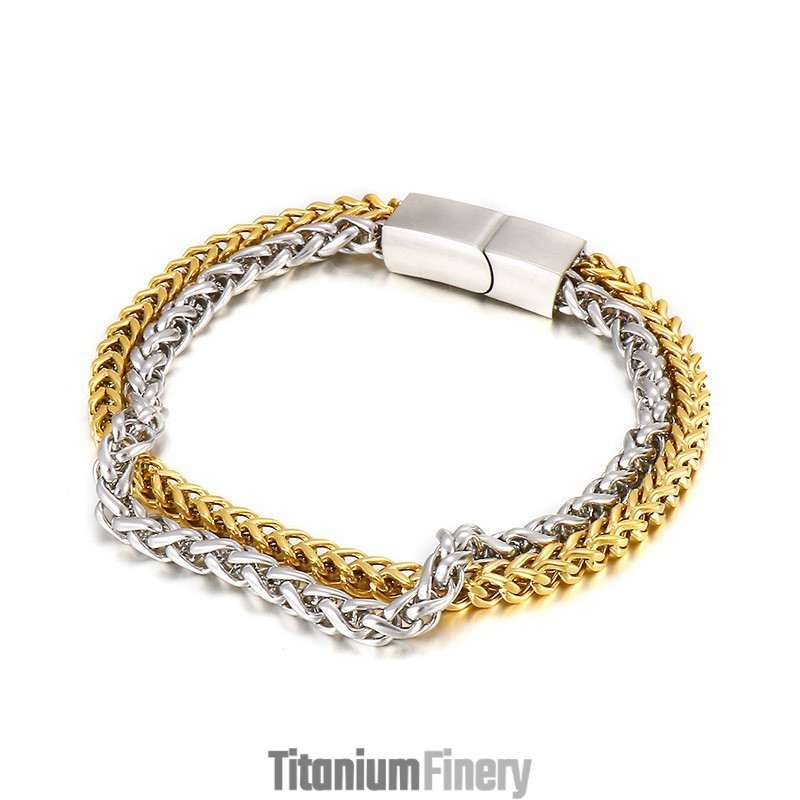 Fashion Cool Chic Double Layer Men's Titanium Bracelet