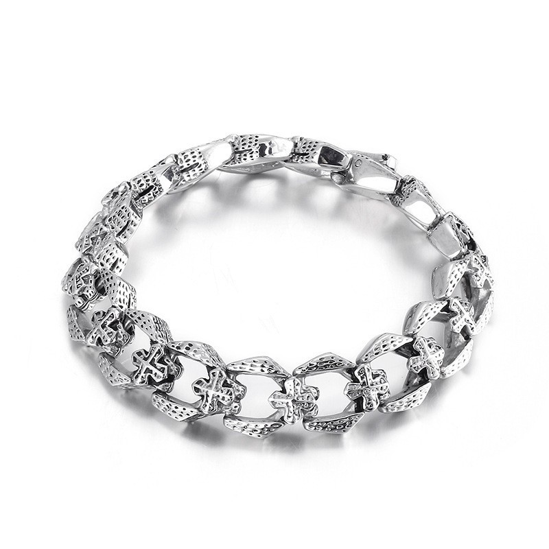 Cool Men's Cross Flower Titanium Bracelet Cool Men's Cross Flower Titanium Bracelet