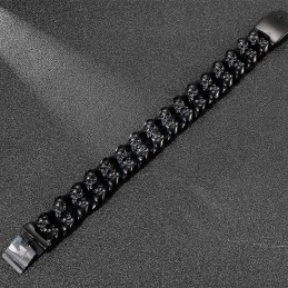 Cool Double Skull Men's Titanium Bracelet