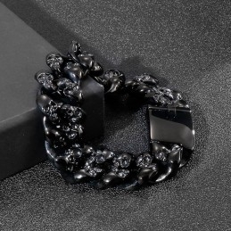 Cool Double Skull Men's Titanium Bracelet