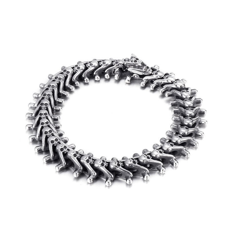 Exaggerated Small Skull Men's Titanium Bracelet
