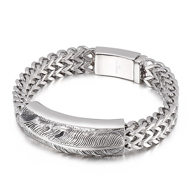 Men's Fashion Hip-Hop Feather Titanium Bracelet Men's Fashion Hip-Hop Feather Titanium Bracelet