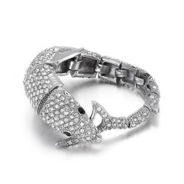 Fashion Dolphin Men's Titanium Bracelet With Diamonds