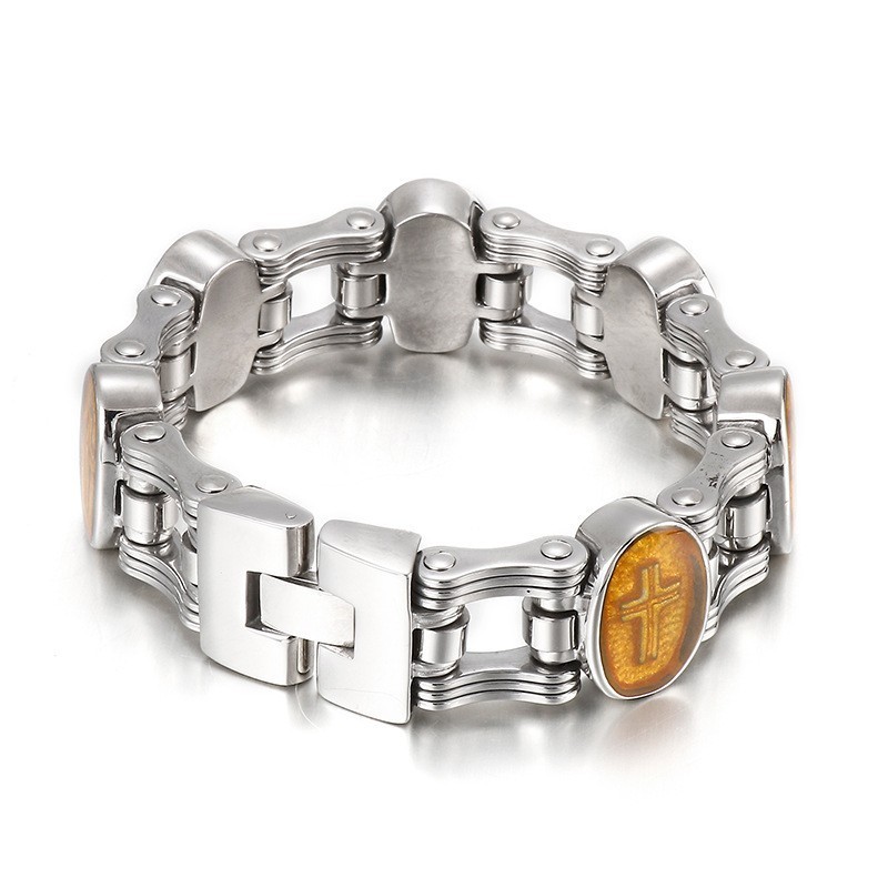 Street Fashion Cross Bicycle Men's Titanium Bracelet Street Fashion Cross Bicycle Men's Titanium Bracelet