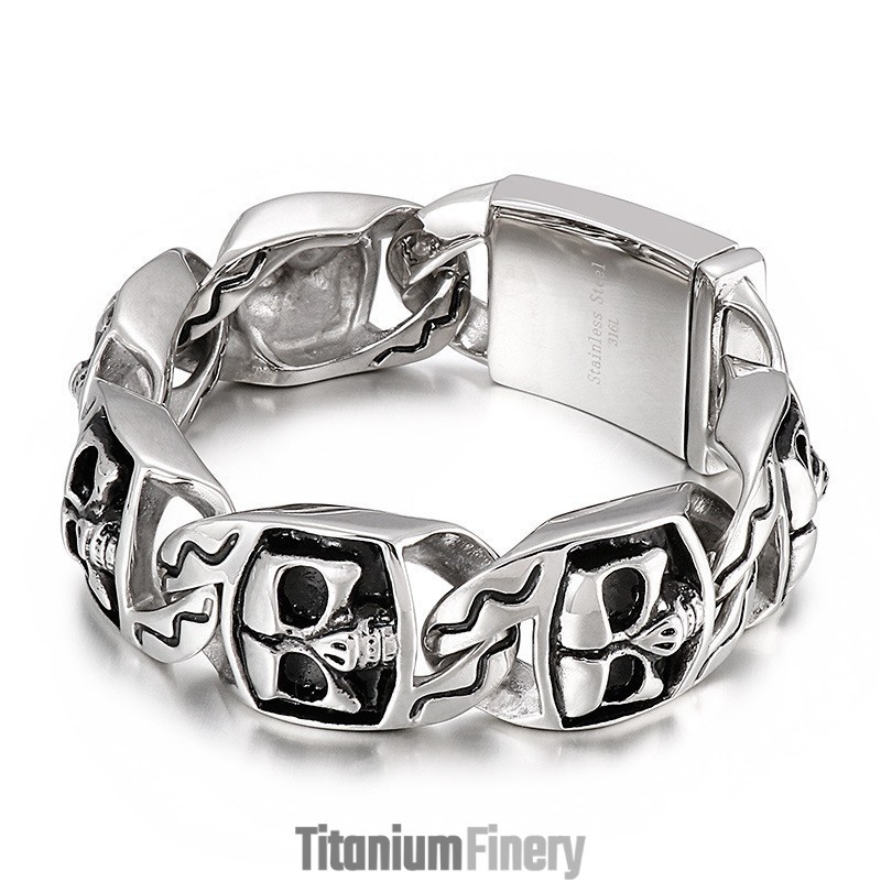 Popular Cool Skull Men's Titanium Bracelet Popular Cool Skull Men's Titanium Bracelet