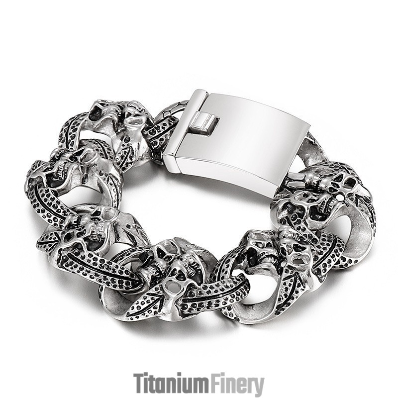 Popular Cool Skull Men's Titanium Bracelet