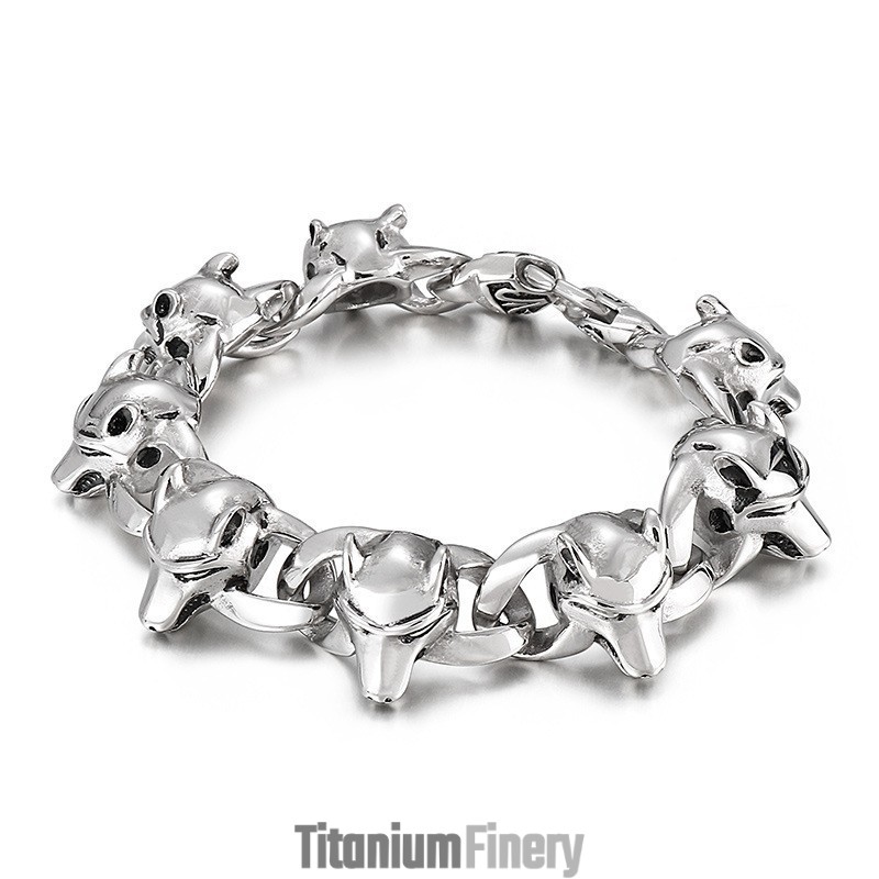 Popular Animal Head Men's Titanium Bracelet