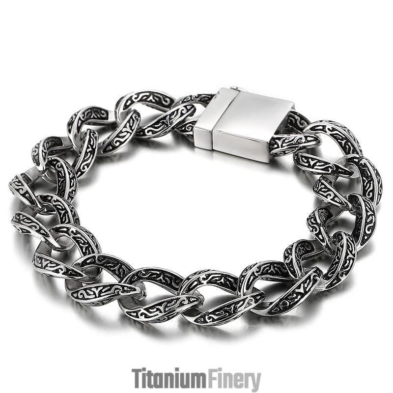 Alphabet Cool Chic Titanium Bracelet For Men
