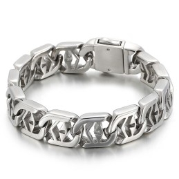 Cross Hollow Chic Style Men's Titanium Bracelet
