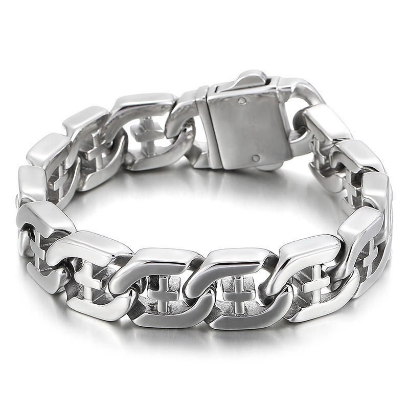Cross Hollow Chic Style Titanium Bracelet For Men Cross Hollow Chic Style Titanium Bracelet For Men