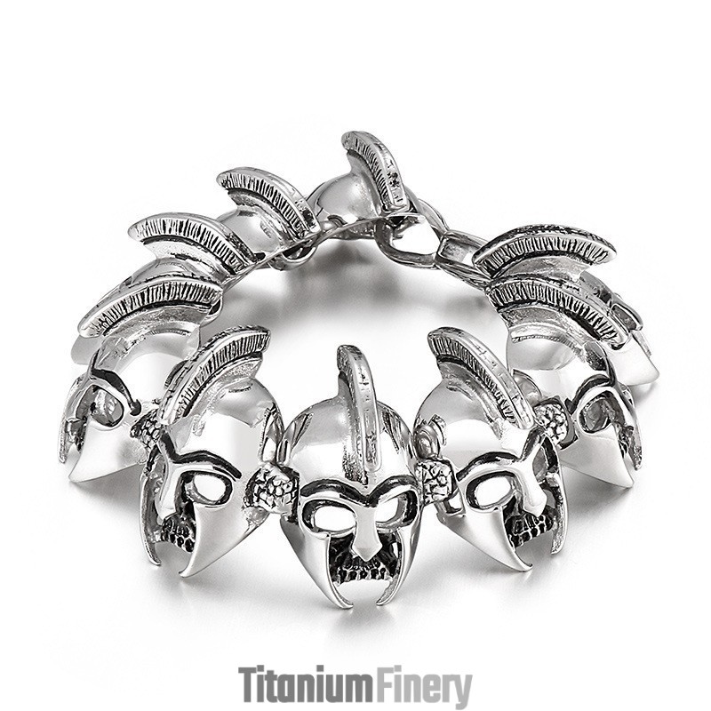 Cool General Warrior Head Titanium Bracelet For Men Cool General Warrior Head Titanium Bracelet For Men
