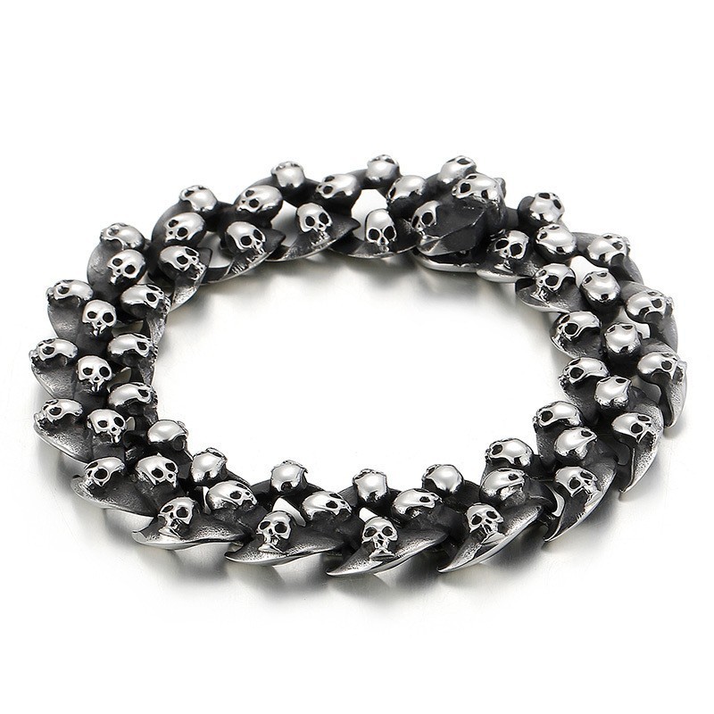 Fashion Men's Titanium Skull Bracelet